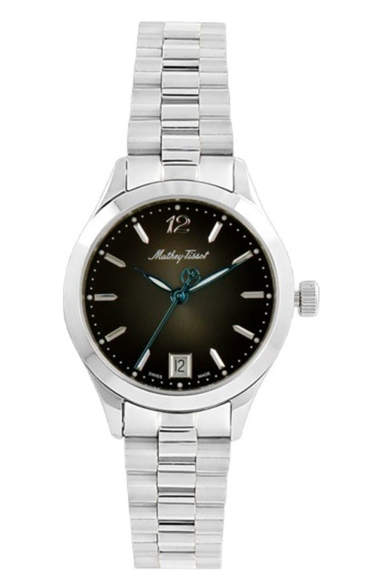 Mathey-Tissot Urban Edelstahl Schwarzes Zifferblatt Quarz D411MAN Damenuhr