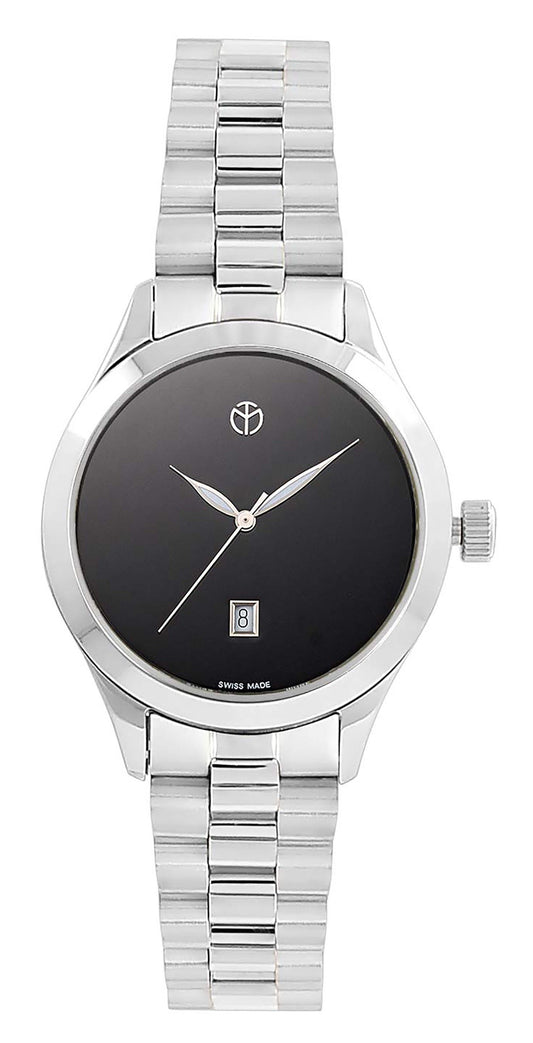 Mathey-Tissot Urban Metal Schwarzes Zifferblatt Quarz D411MNM Damenuhr