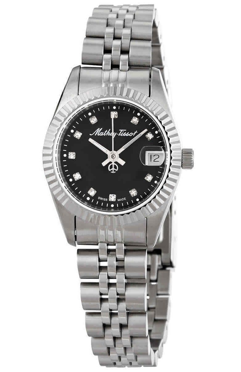 Mathey-Tissot Mathy II Edelstahl Schwarzes Zifferblatt Quarz D710AN Damenuhr