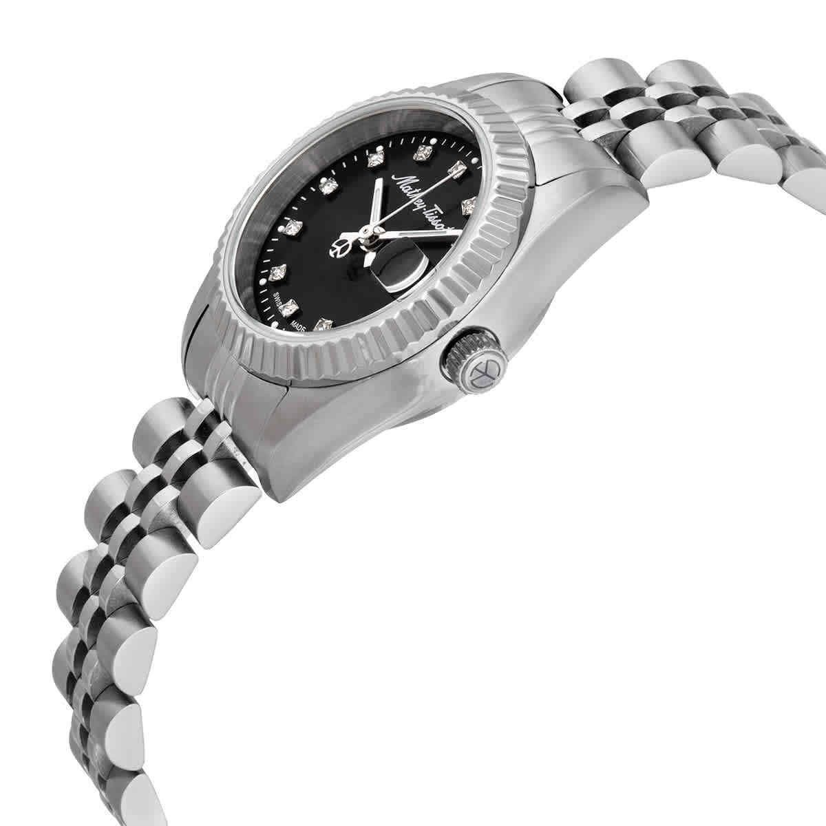 Mathey-Tissot Mathy II Edelstahl Schwarzes Zifferblatt Quarz D710AN Damenuhr