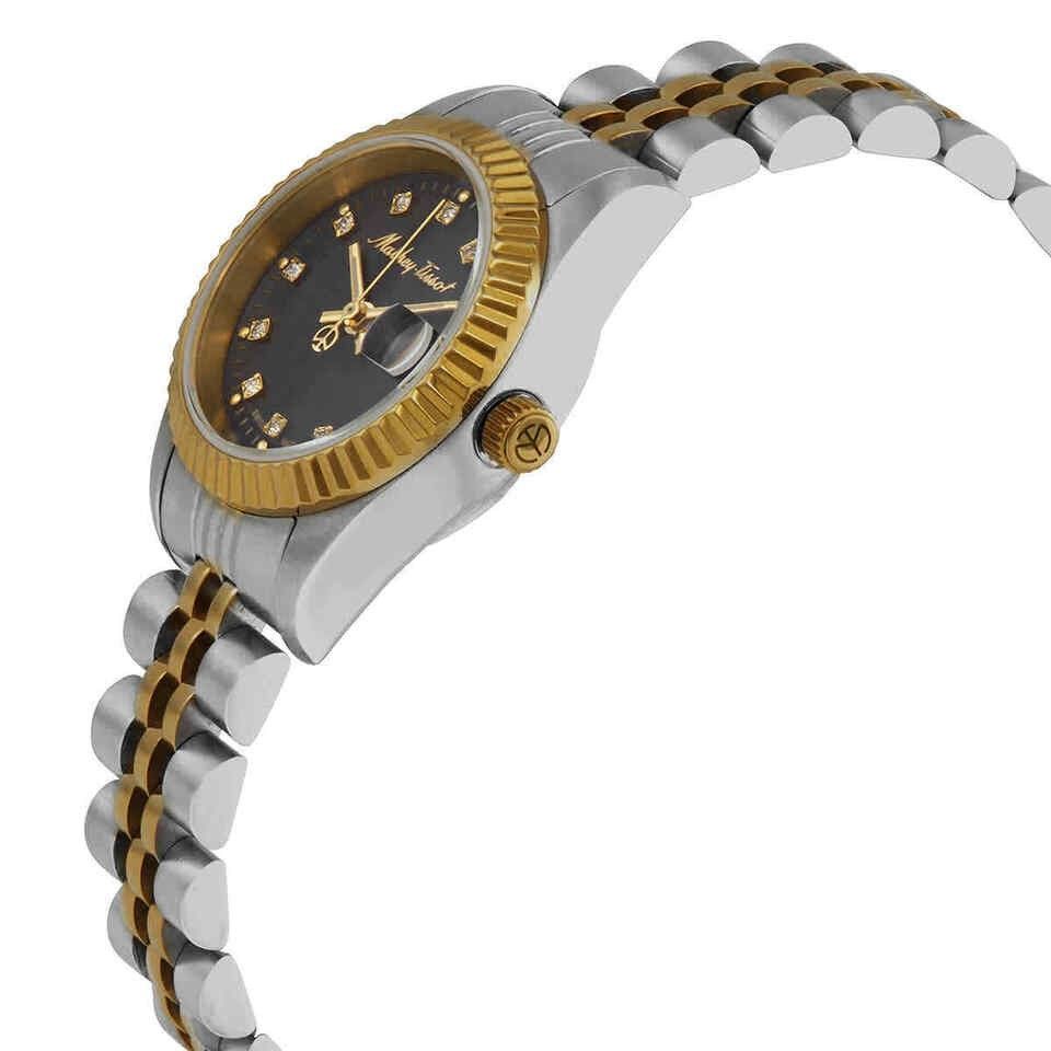 Mathey-Tissot Mathy II Two Tone Edelstahl Schwarzes Zifferblatt Quarz D710BN Damenuhr