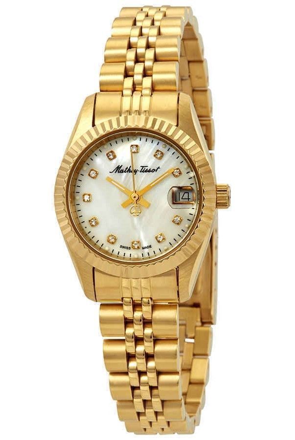Mathey-Tissot Mathy II Goldfarben Edelstahl Perlmutt-Zifferblatt Quarz D710PI Damenuhr