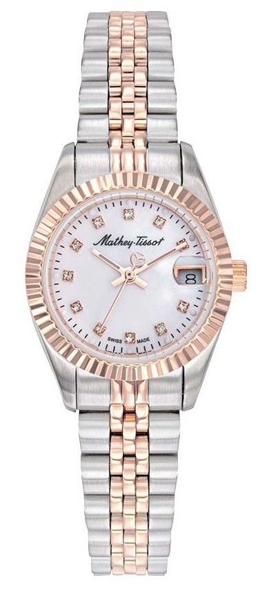 Mathey-Tissot Mathy II Two Tone Edelstahl White Dial Quarz D710RA Damenuhr