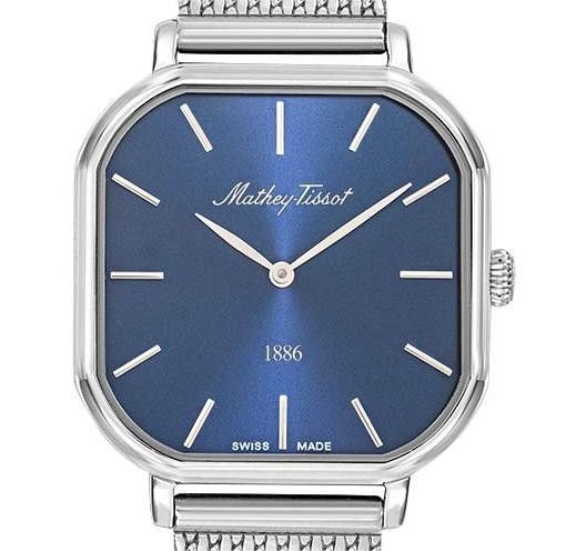 Mathey-Tissot Monsoon Square Edelstahl Blaues Zifferblatt Quarz D7917ABU Damenuhr