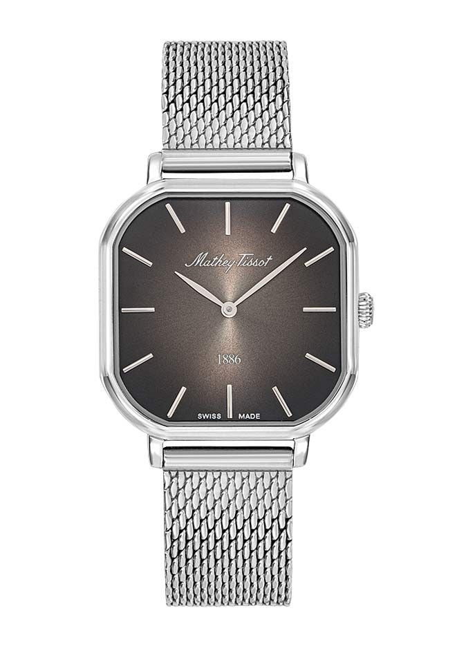 Mathey-Tissot Monsoon Square Edelstahl Schwarzes Zifferblatt Quarz D7917AN Damenuhr