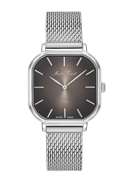Mathey-Tissot Monsoon Square Edelstahl Schwarzes Zifferblatt Quarz D7917AN Damenuhr
