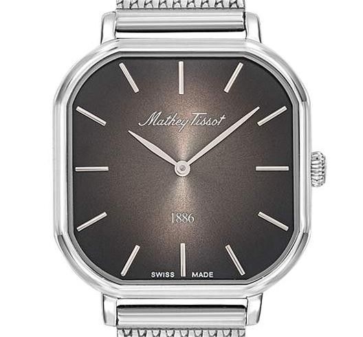Mathey-Tissot Monsoon Square Edelstahl Schwarzes Zifferblatt Quarz D7917AN Damenuhr