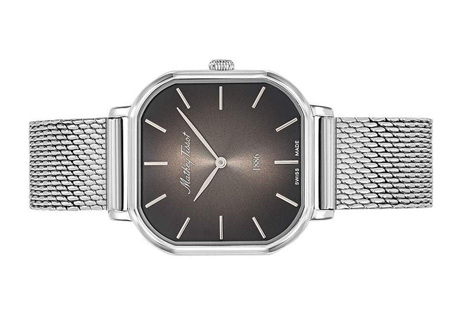 Mathey-Tissot Monsoon Square Edelstahl Schwarzes Zifferblatt Quarz D7917AN Damenuhr