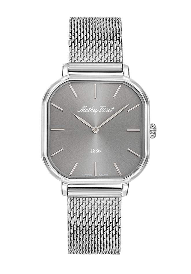 Mathey-Tissot Monsoon Square Edelstahl Silberfarbenes Zifferblatt Quarz D7917AS Damenuhr