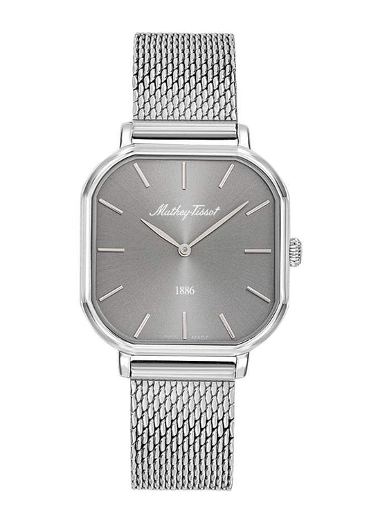 Mathey-Tissot Monsoon Square Edelstahl Silberfarbenes Zifferblatt Quarz D7917AS Damenuhr