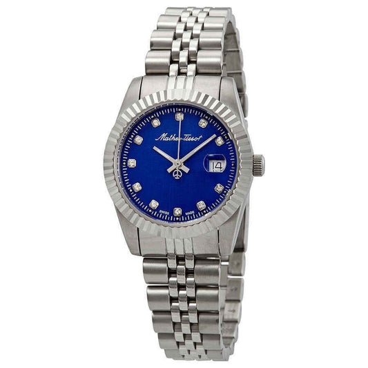 Mathey-Tissot Mathy III Edelstahl Blaues Zifferblatt Quarz D810ABU Damenuhr