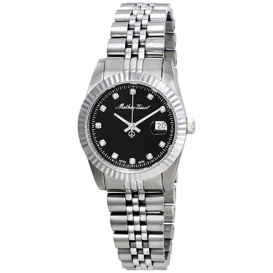 Mathey-Tissot Mathy III Edelstahl Schwarzes Zifferblatt Quarz D810AN Damenuhr