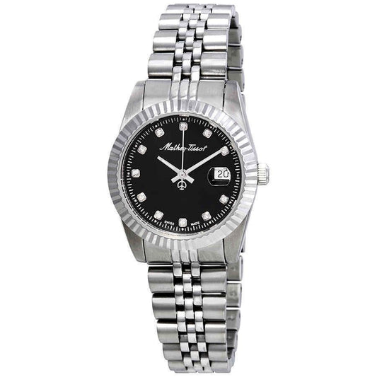Mathey-Tissot Mathy III Edelstahl Schwarzes Zifferblatt Quarz D810AN Damenuhr