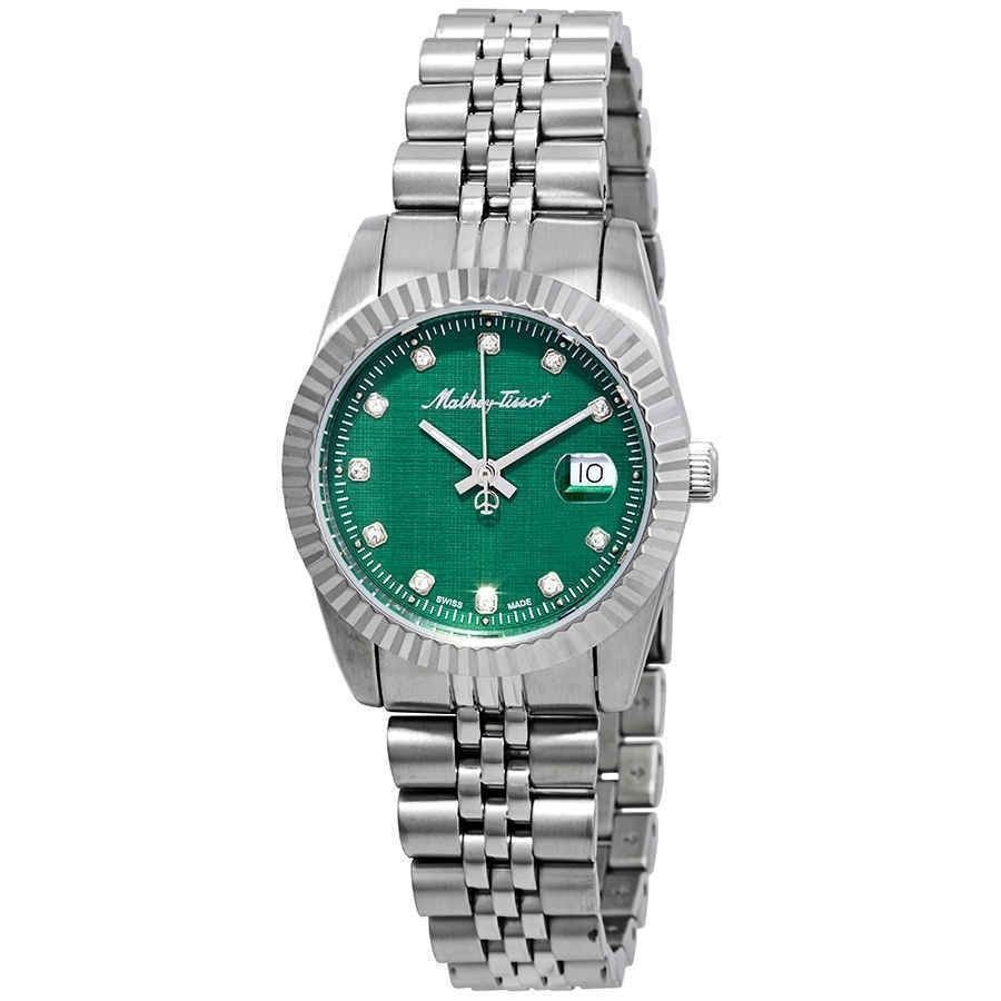Mathey-Tissot Mathy III Edelstahl Grünes Zifferblatt Quarz D810AV Damenuhr