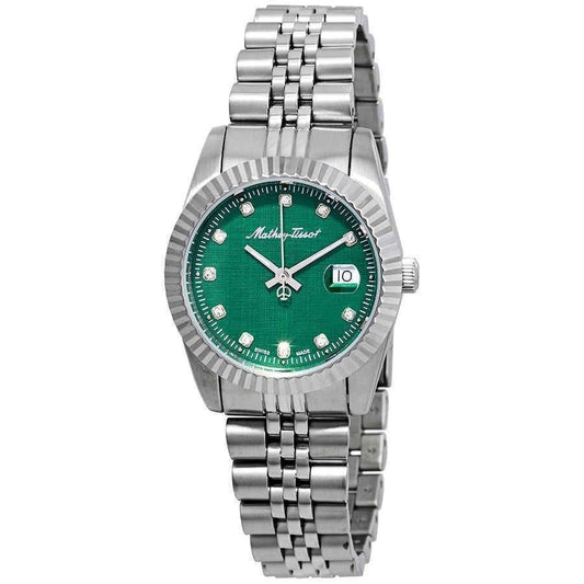 Mathey-Tissot Mathy III Edelstahl Grünes Zifferblatt Quarz D810AV Damenuhr
