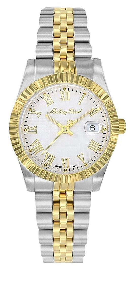 Mathey-Tissot Mathy III Roman Two Tone Edelstahl White Dial Quarz D810BBR Damenuhr