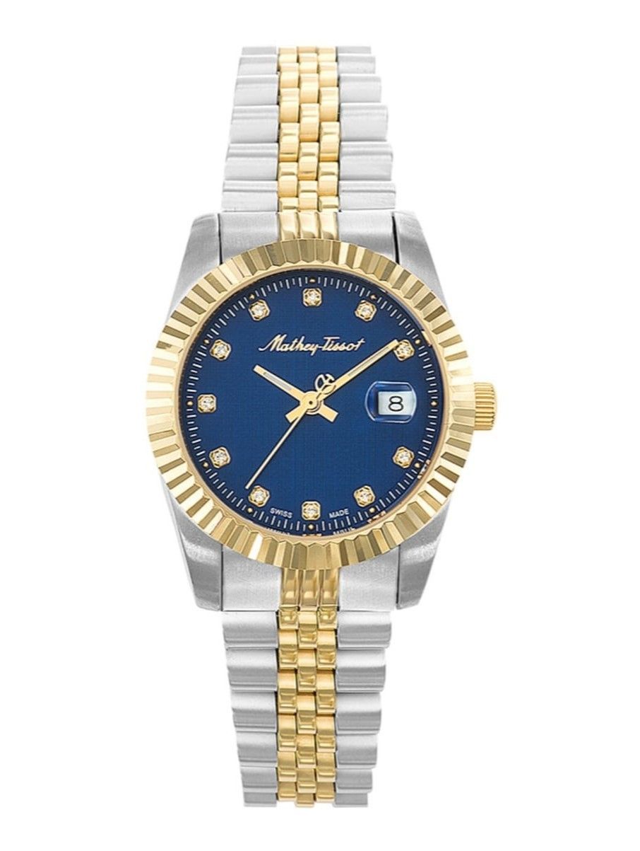Mathey-Tissot Mathy III Two Tone Edelstahl Blaues Zifferblatt Quarz D810BBU Damenuhr
