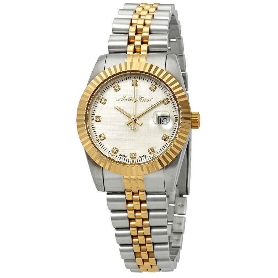 Mathey-Tissot Mathy III Two Tone Edelstahl Silberfarbenes Zifferblatt Quarz D810BI Damenuhr