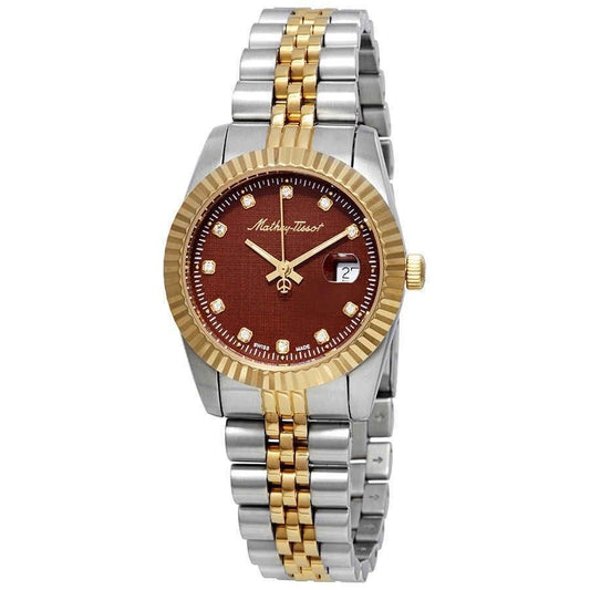 Mathey-Tissot Rolly III Two Tone Edelstahl Braunes Zifferblatt Quarz D810BM Damenuhr