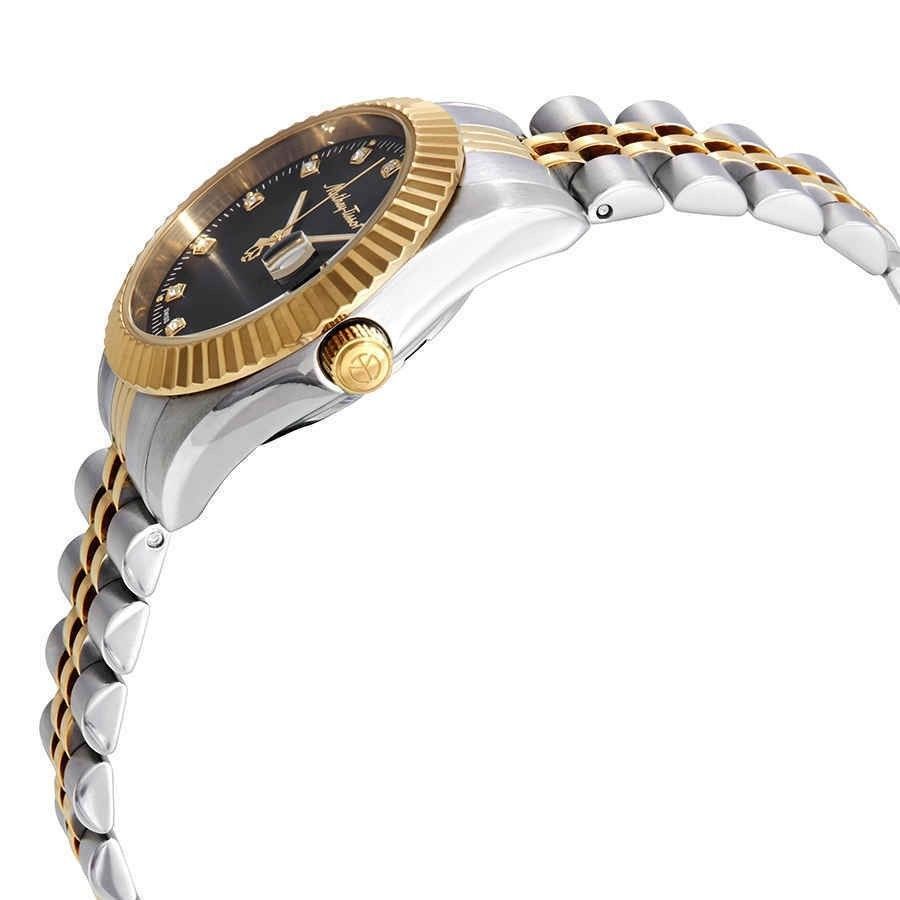 Mathey-Tissot Mathy III Two Tone Edelstahl Schwarzes Zifferblatt Quarz D810BN Damenuhr