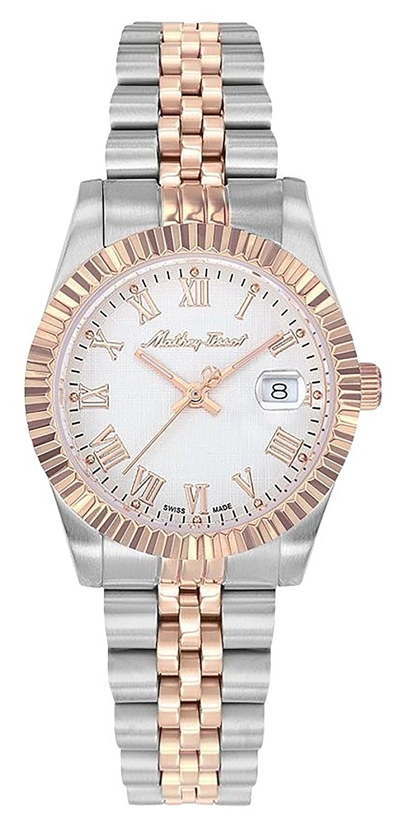 Mathey-Tissot Mathy III Roman Two Tone Edelstahl White Dial Quarz D810BRA Damenuhr