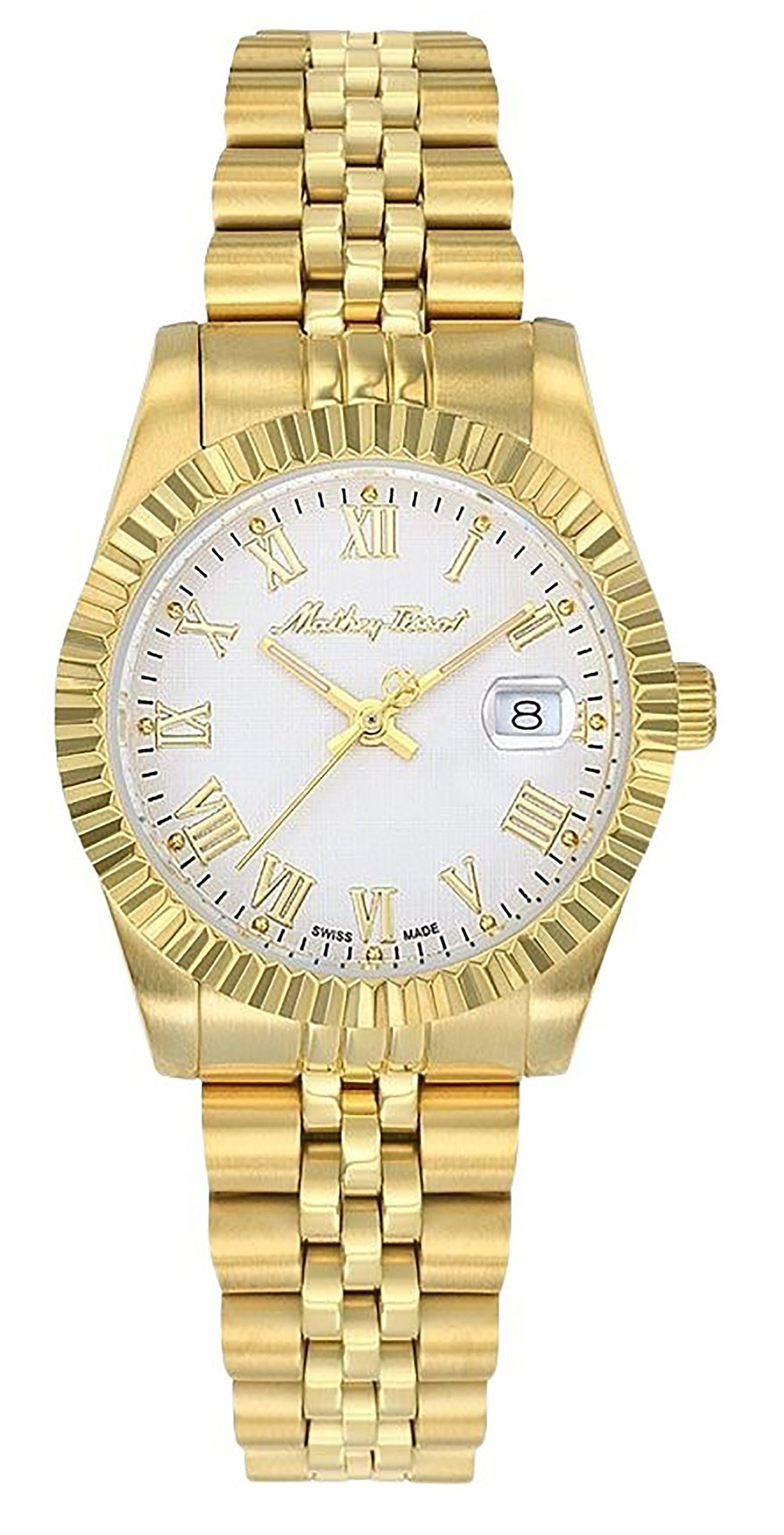 Mathey-Tissot Mathy III Roman Goldfarben Edelstahl White Dial Quarz D810PBRI Damenuhr