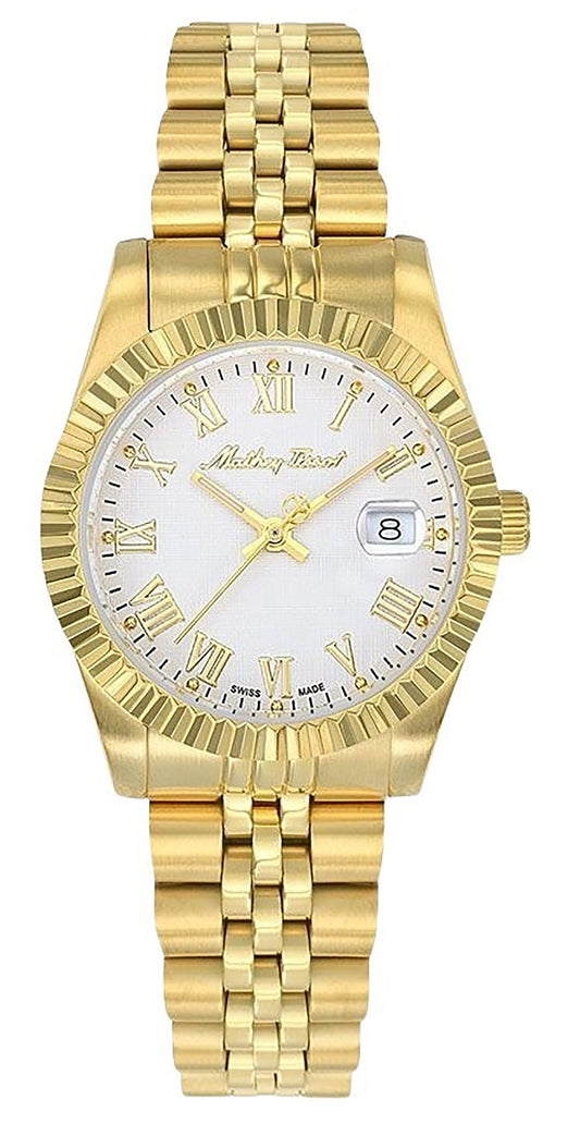 Mathey-Tissot Mathy III Roman Goldfarben Edelstahl White Dial Quarz D810PBRI Damenuhr