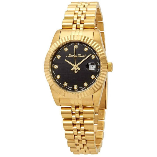 Mathey-Tissot Mathy III Goldfarben Edelstahl Schwarzes Zifferblatt Quarz D810PDI Damenuhr