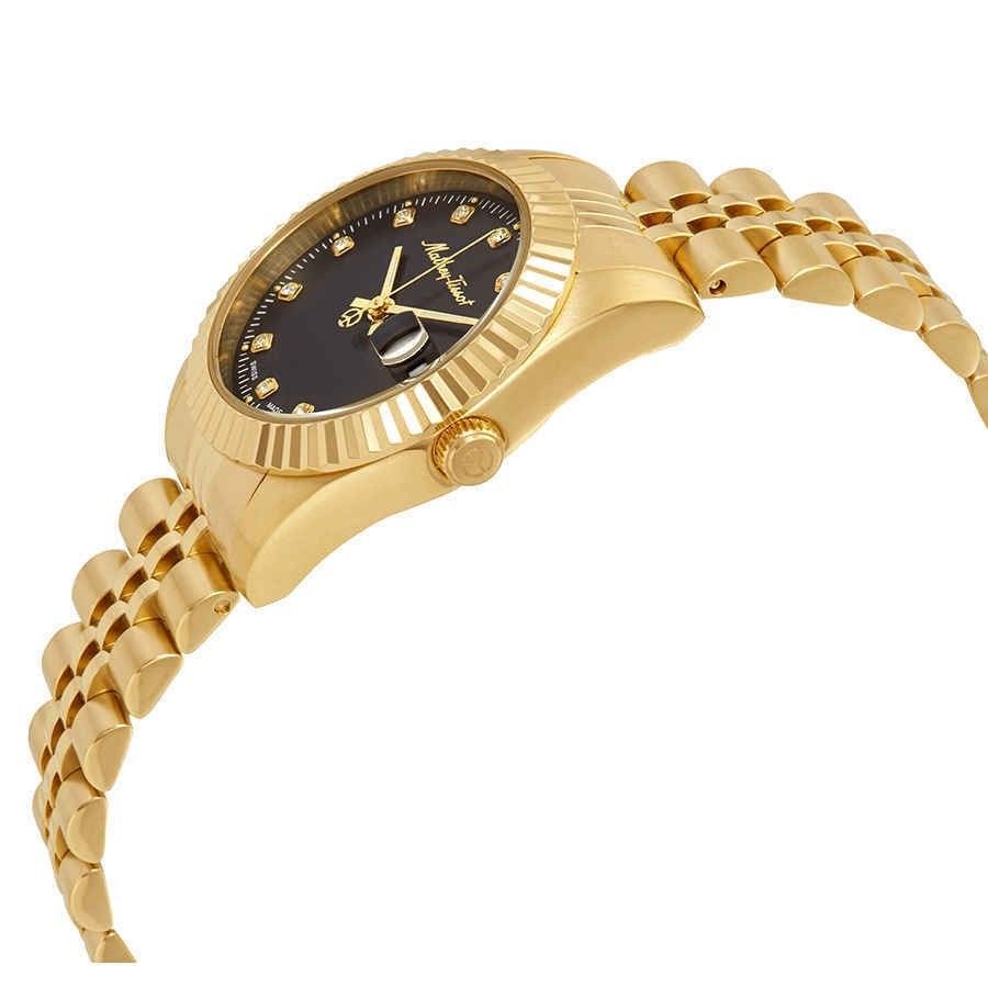 Mathey-Tissot Mathy III Goldfarben Edelstahl Schwarzes Zifferblatt Quarz D810PDI Damenuhr