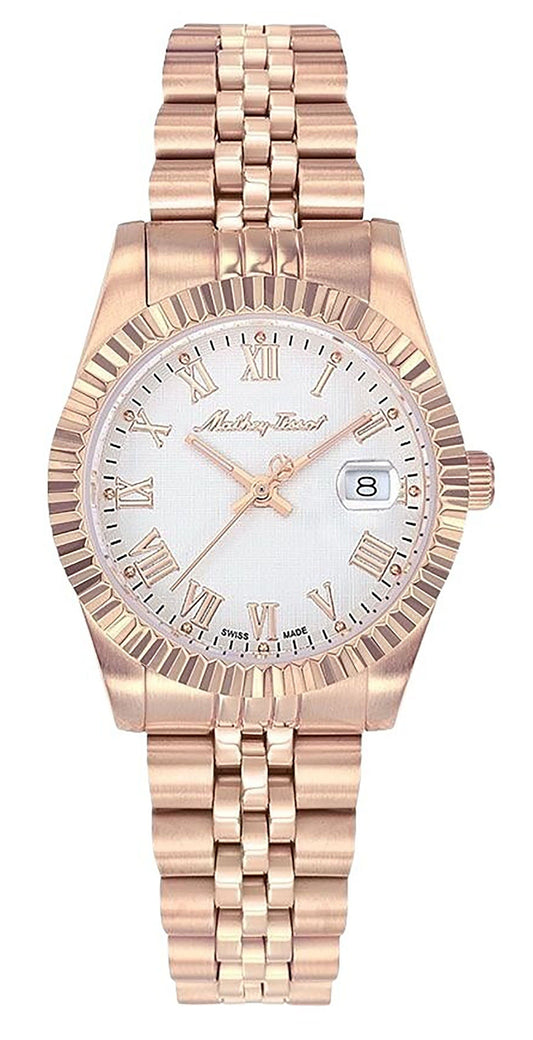 Mathey-Tissot Mathy III Roman Rose Goldfarben Edelstahl White Dial Quarz D810PRA Damenuhr