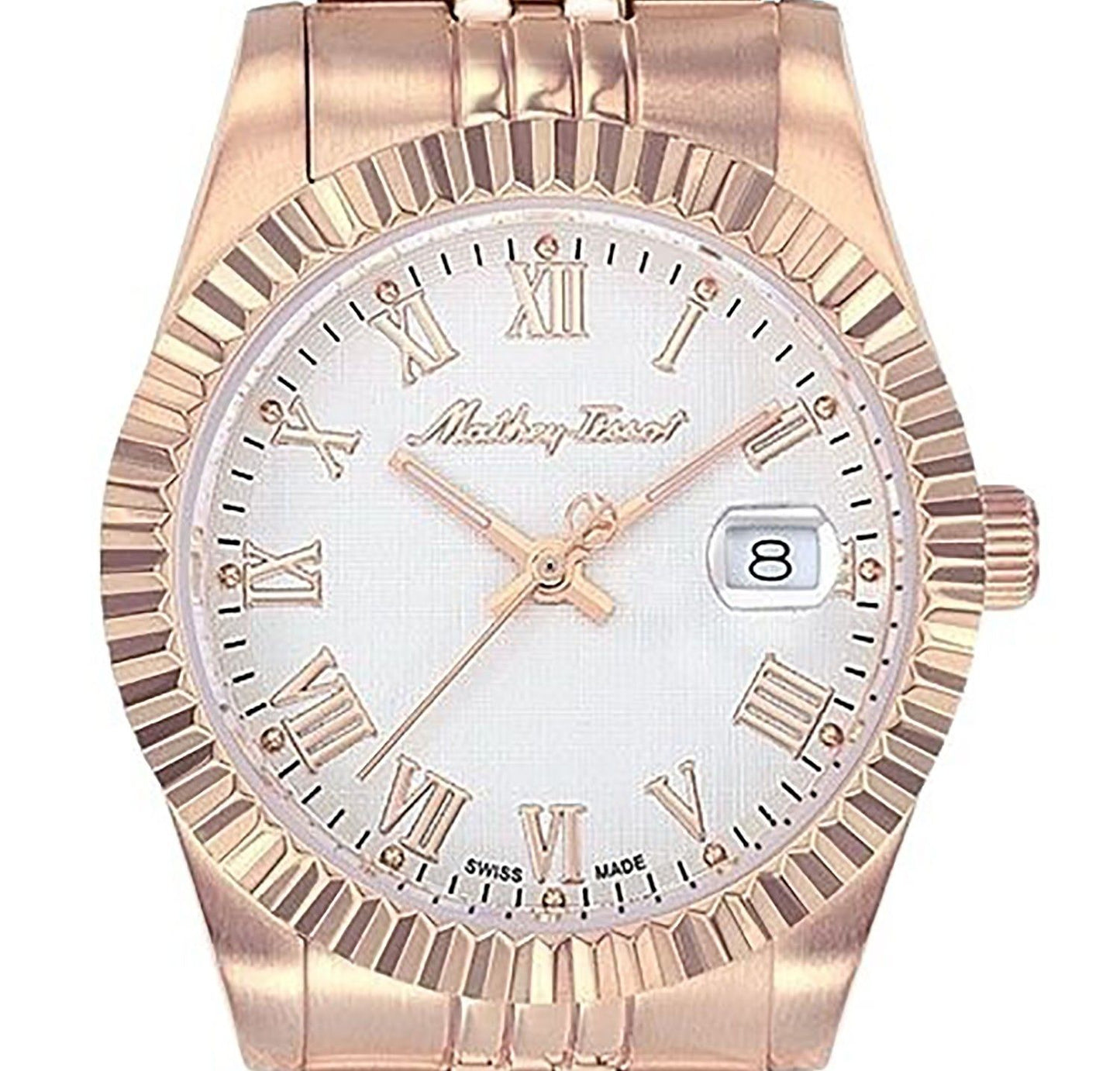 Mathey-Tissot Mathy III Roman Rose Goldfarben Edelstahl White Dial Quarz D810PRA Damenuhr