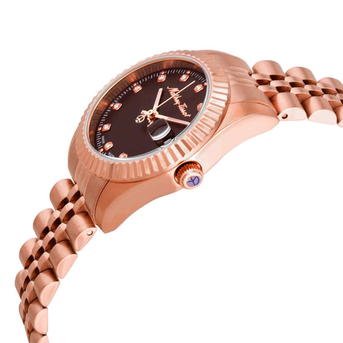Mathey-Tissot Mathy III Rose Goldfarben Edelstahl Braunes Zifferblatt Quarz D810PRM Damenuhr