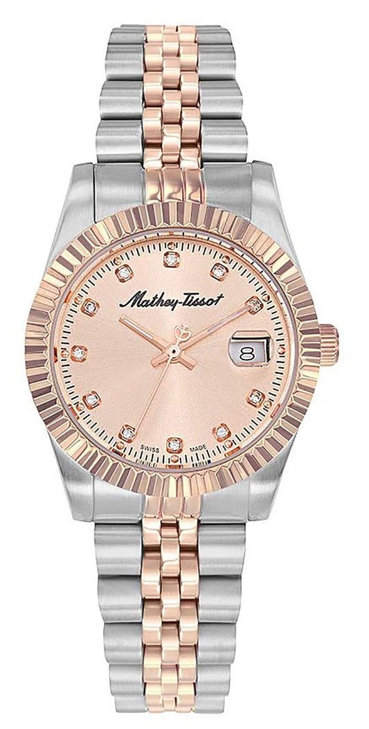 Mathey-Tissot Mathy III Two Tone Edelstahl Pink Dial Quarz D810RSAL Damenuhr