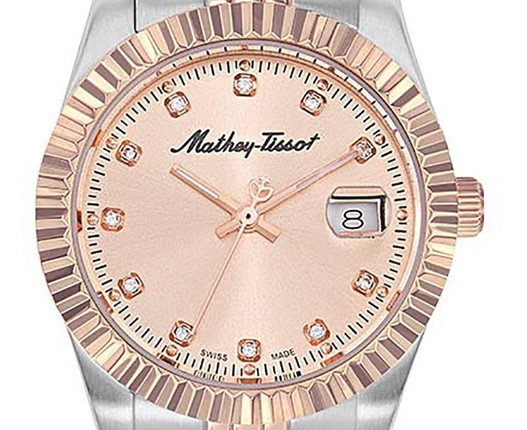 Mathey-Tissot Mathy III Two Tone Edelstahl Pink Dial Quarz D810RSAL Damenuhr