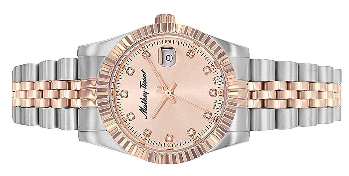 Mathey-Tissot Mathy III Two Tone Edelstahl Pink Dial Quarz D810RSAL Damenuhr