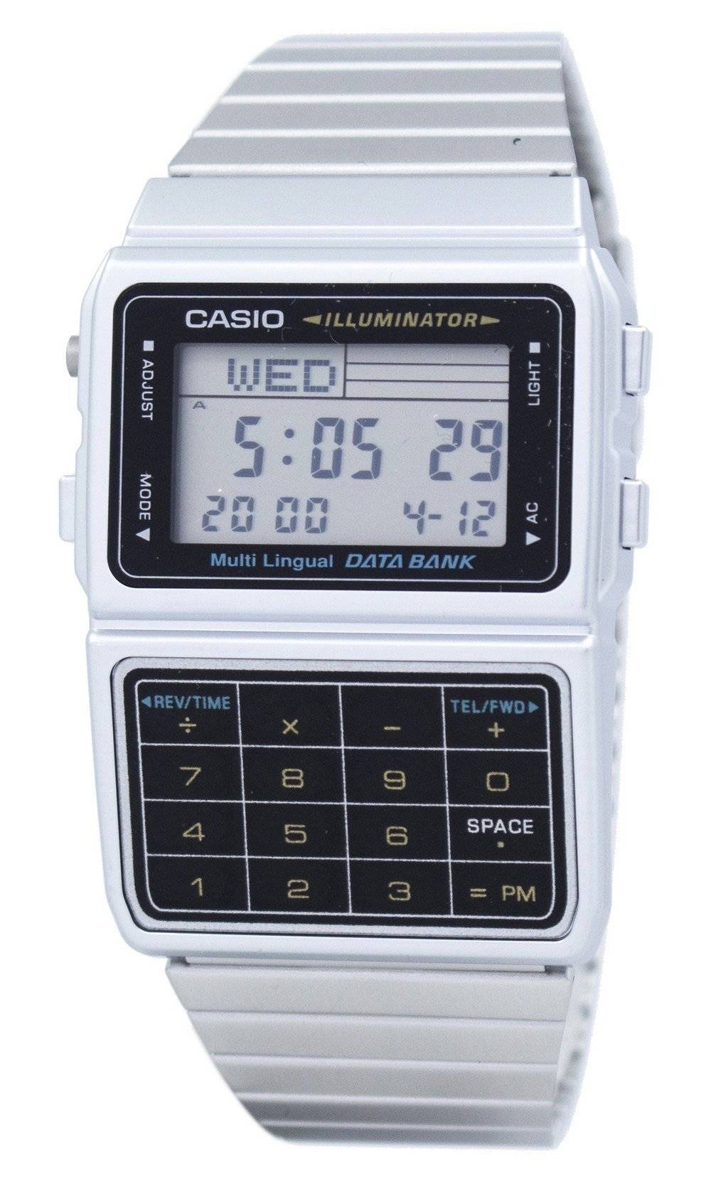 Casio Digital Edelstahl Data Bank Multi-Lingual DBC-611-1DF DBC611-1DF Herrenuhr