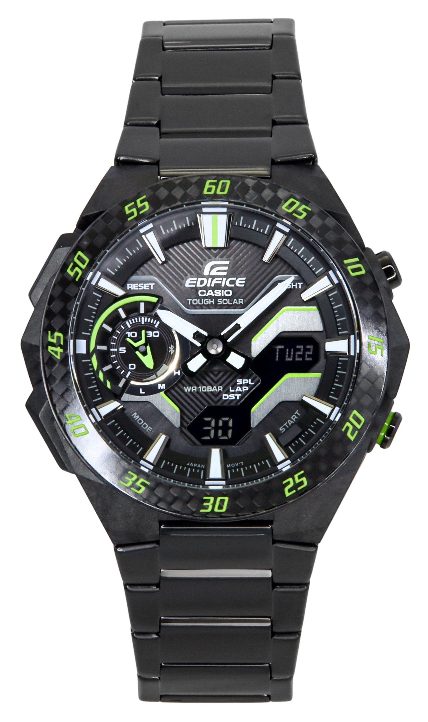 Casio Edifice Windflow Analog Digital Smartphone Link Schwarzes Zifferblatt Tough Solar ECB-2200RC-1A3 100M Herrenuhr