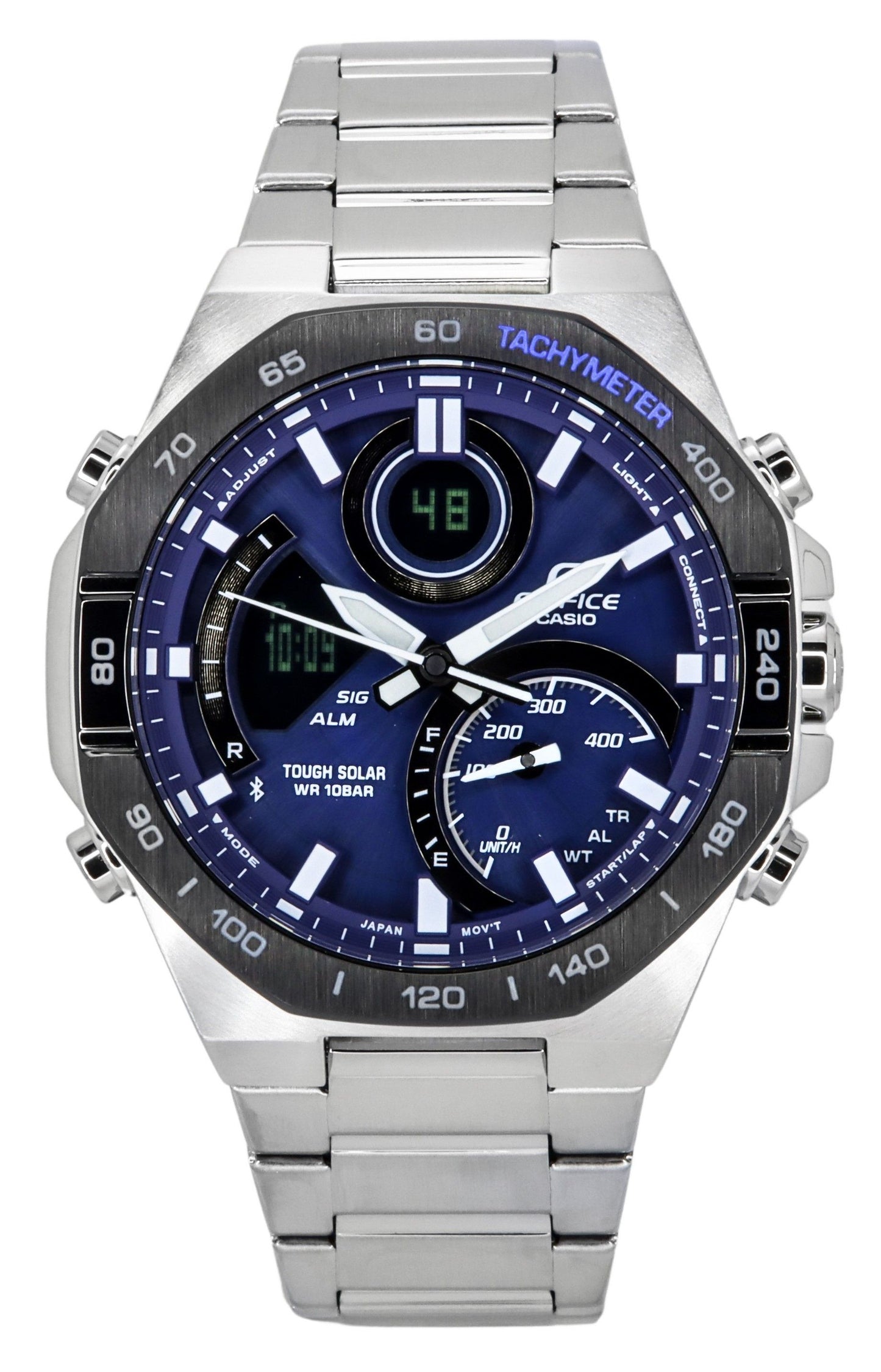 Casio Edifice Analog Digital Mobile Link Blaues Zifferblatt Tough Solar ECB-950DB-2A 100M Herrenuhr