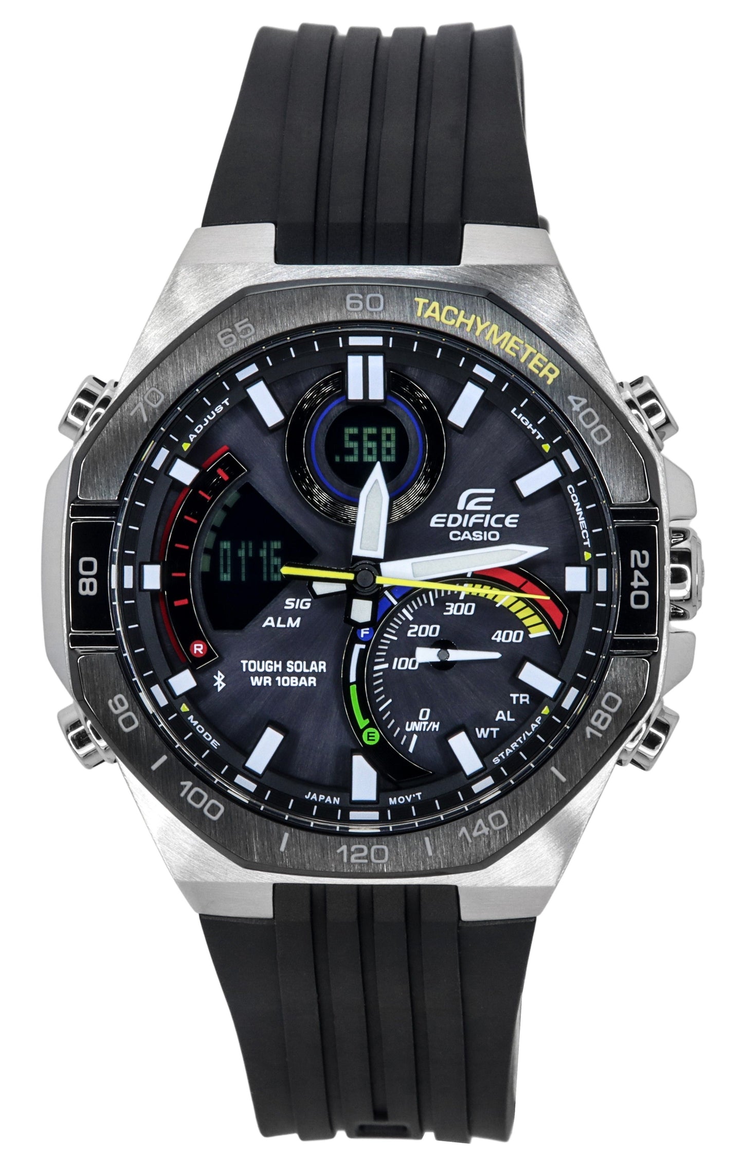 Casio Edifice Analog Digital Mobile link Schwarzes Zifferblatt Tough Solar ECB-950MP-1A 100M Herrenuhr