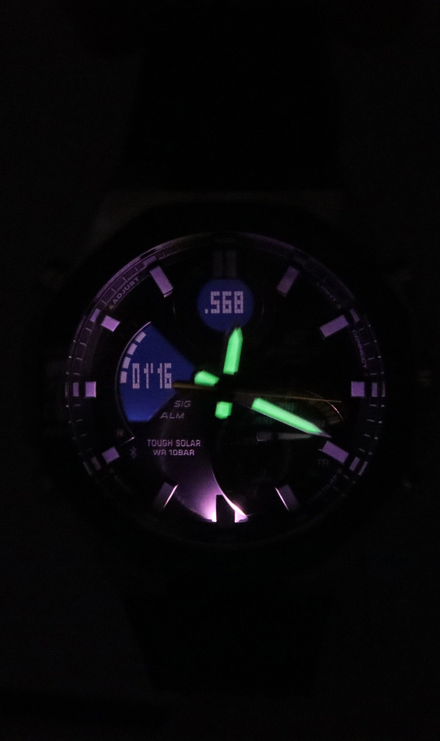 Casio Edifice Analog Digital Mobile link Schwarzes Zifferblatt Tough Solar ECB-950MP-1A 100M Herrenuhr