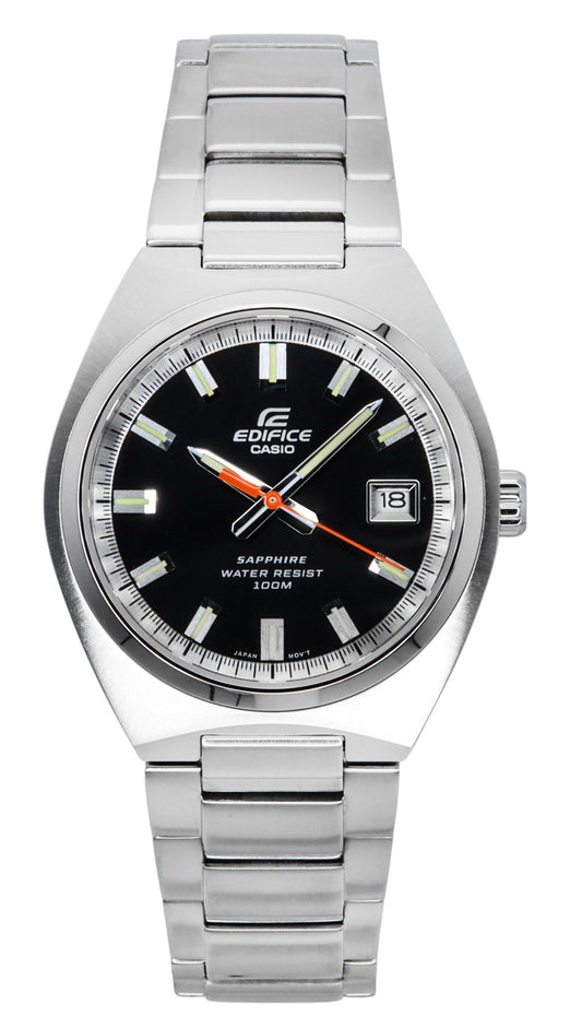 Casio Edifice Analog Edelstahl Schwarzes Zifferblatt Quarz EFB-109D-1AV 100M Herrenuhr