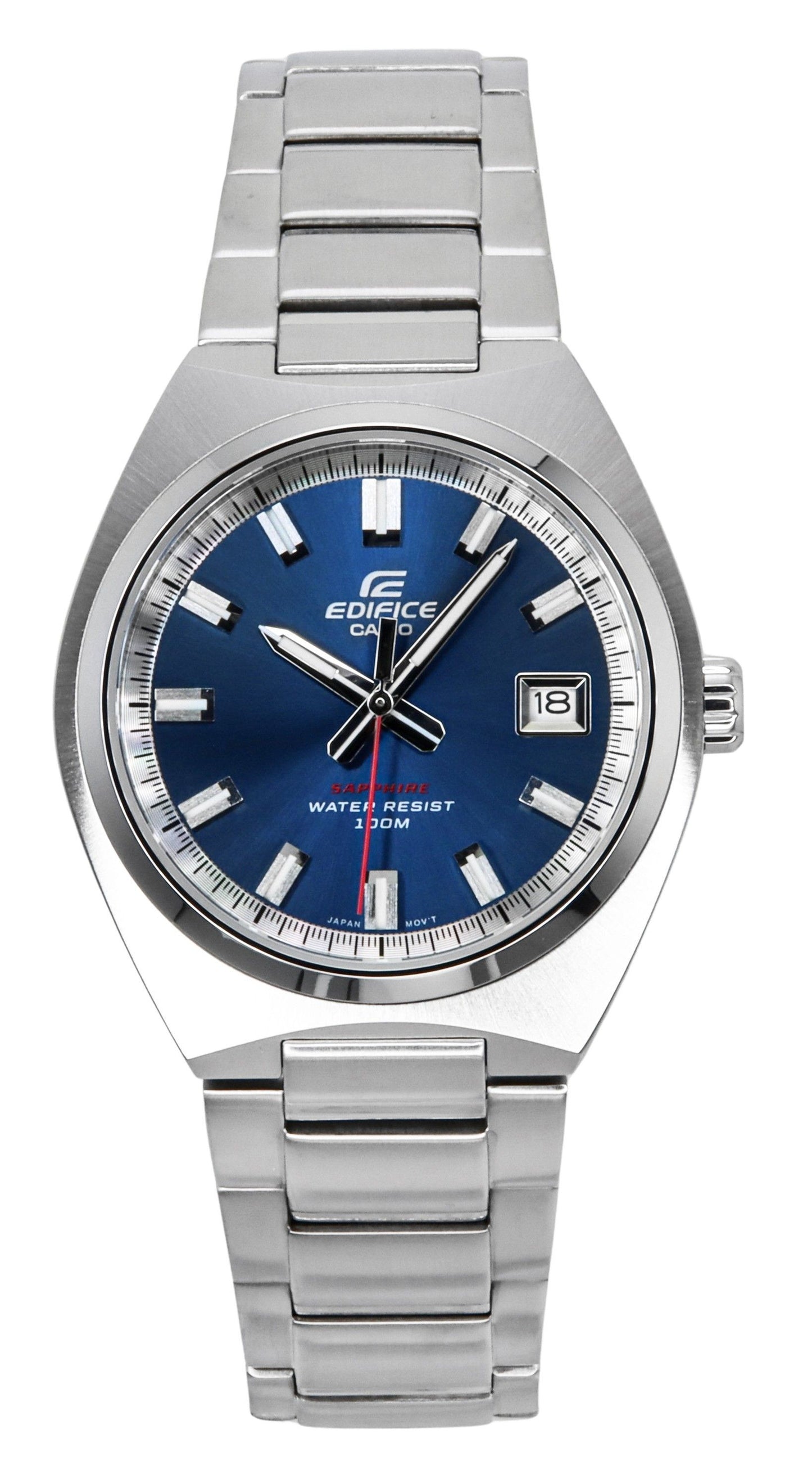 Casio Edifice Analog Edelstahl Blaues Zifferblatt Quarz EFB-109D-2AV 100M Herrenuhr