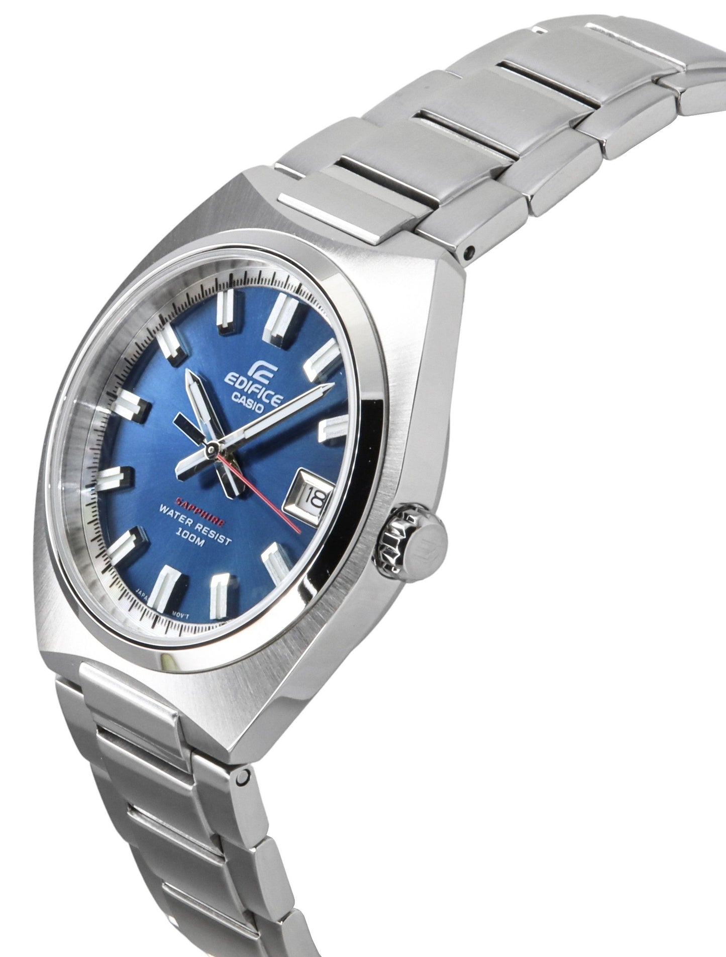 Casio Edifice Analog Edelstahl Blaues Zifferblatt Quarz EFB-109D-2AV 100M Herrenuhr