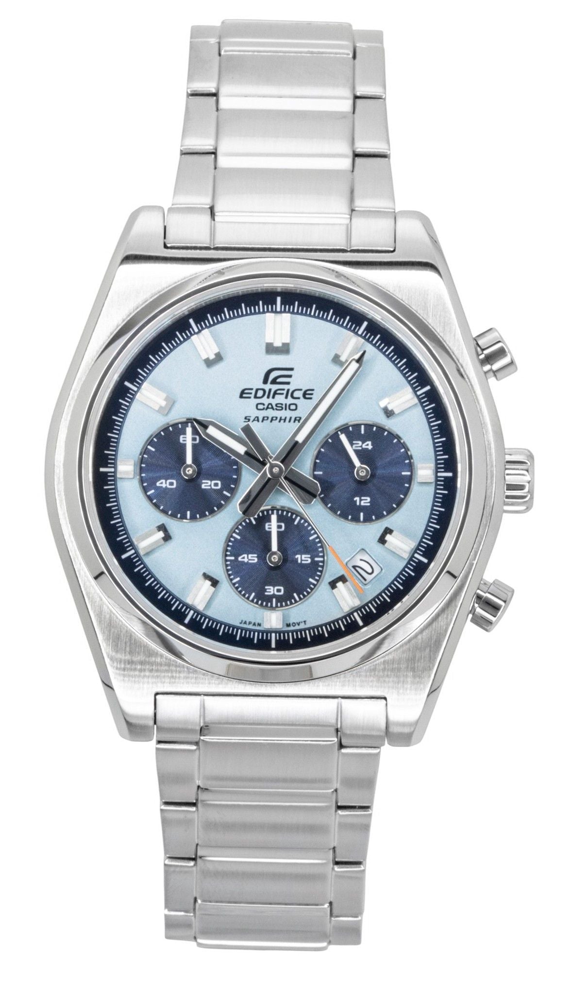 Casio Edifice Analog Standard Chronograph Edelstahl Blaues Zifferblatt Quarz EFB-730D-2BV 100M Herrenuhr