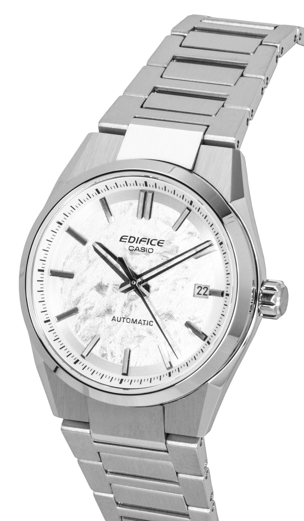 Casio Edifice Analog Edelstahl Silberfarbenes Zifferblatt Automatik EFK-110D-7A 100M Herrenuhr