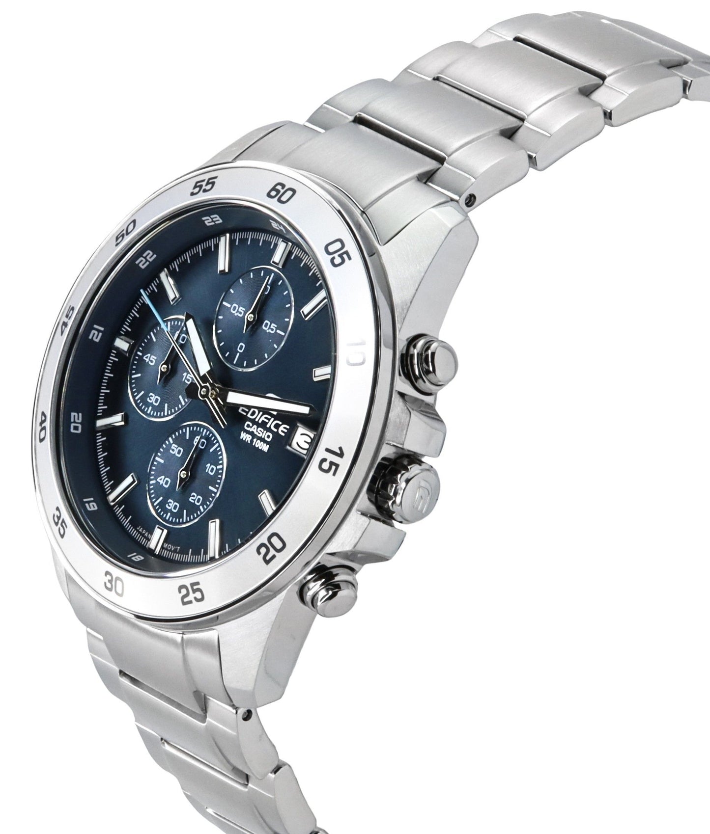 Casio Edifice Analog Standard Chronograph Edelstahl Blaues Zifferblatt Quarz EFR-526D-2A 100M Herrenuhr