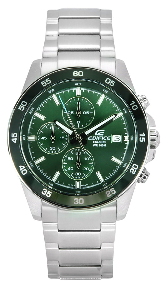 Casio Edifice Analog Standard Chronograph Edelstahl Gr?nes Zifferblatt Quarz EFR-526D-3A 100M Herrenuhr
