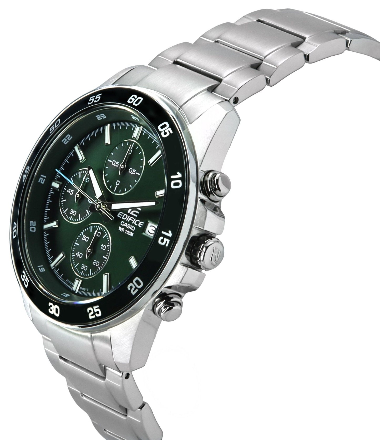 Casio Edifice Analog Standard Chronograph Edelstahl Gr?nes Zifferblatt Quarz EFR-526D-3A 100M Herrenuhr