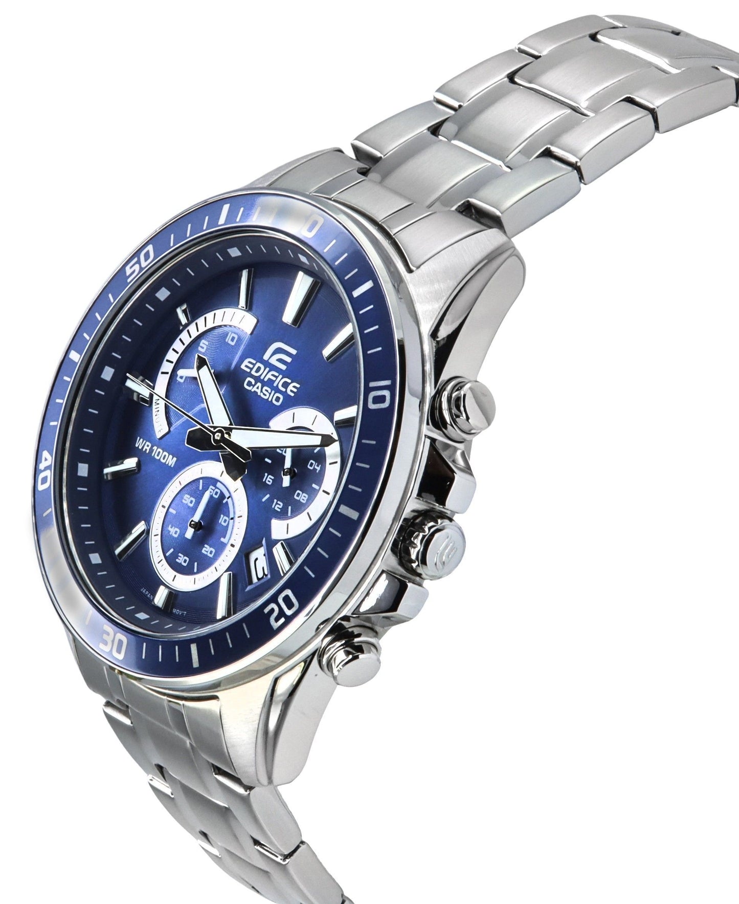Casio Edifice Analog Standard Chronograph Edelstahl Blaues Zifferblatt Quarz EFR-552D-2A 100M Herrenuhr