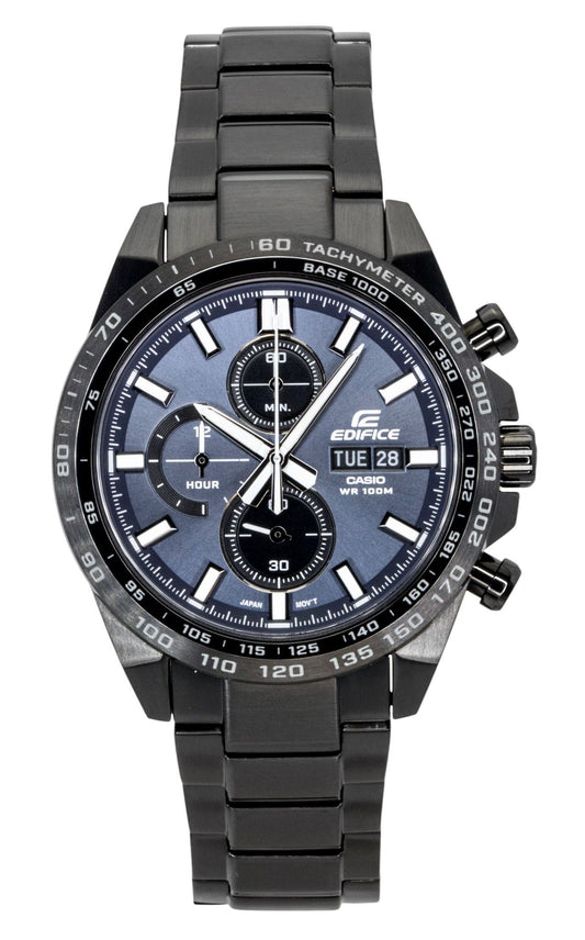 Casio Edifice Analog Chronograph Edelstahl Blaues Zifferblatt Quarz EFR-574DC-2AV 100M Herrenuhr